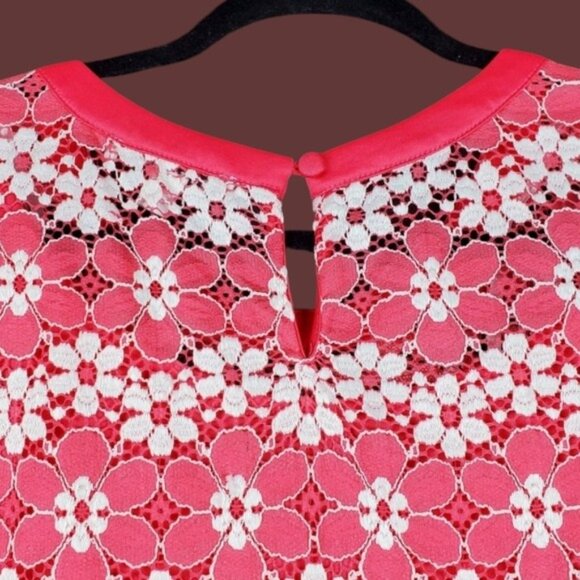 Madison Leigh Womens Short Sleeve Coral Pink White Floral Lace Dress Size 16 NWT - Picture 6 of 8